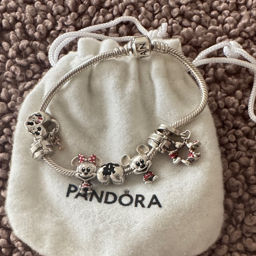 Pandora Silver Bracelet with Mickey and Minnie Charms